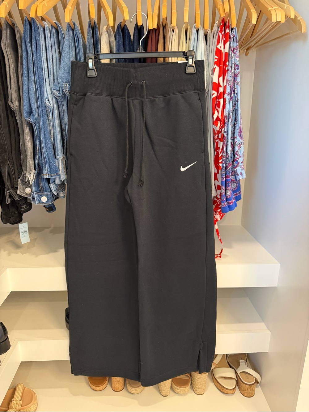 Nike Black Wide-Leg Track Pant with Drawstring